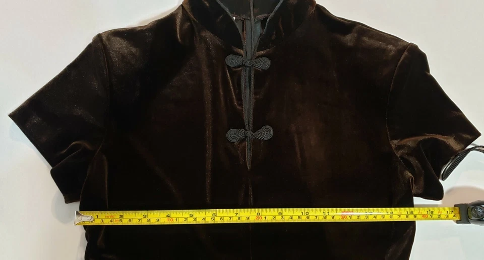 MICA Size 6 Petite Mandarin, Brown Velvet, Velveteen, Velour, Long Dress, Zip - Image 4 of 4