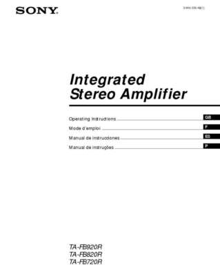 Sony TA-FB920R Amplifier / Receiver Owners Instruction Manual