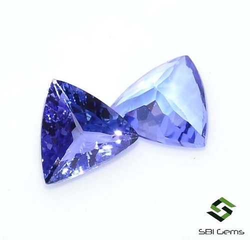 6x6 mm Certified Natural Tanzanite Trillion Cut Pair 1.37 Cts Loose Gemstones - Picture 4 of 7