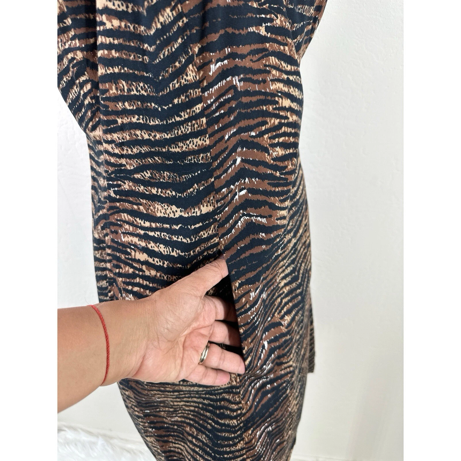 Abito Michael Michael Kors stampa animalier cotone senza maniche lunghezza ginocchio tasche 14