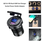 QC3.0+PD Dual USB Fast Charger Socket Power Outlet Adapter for Car Marine RV
