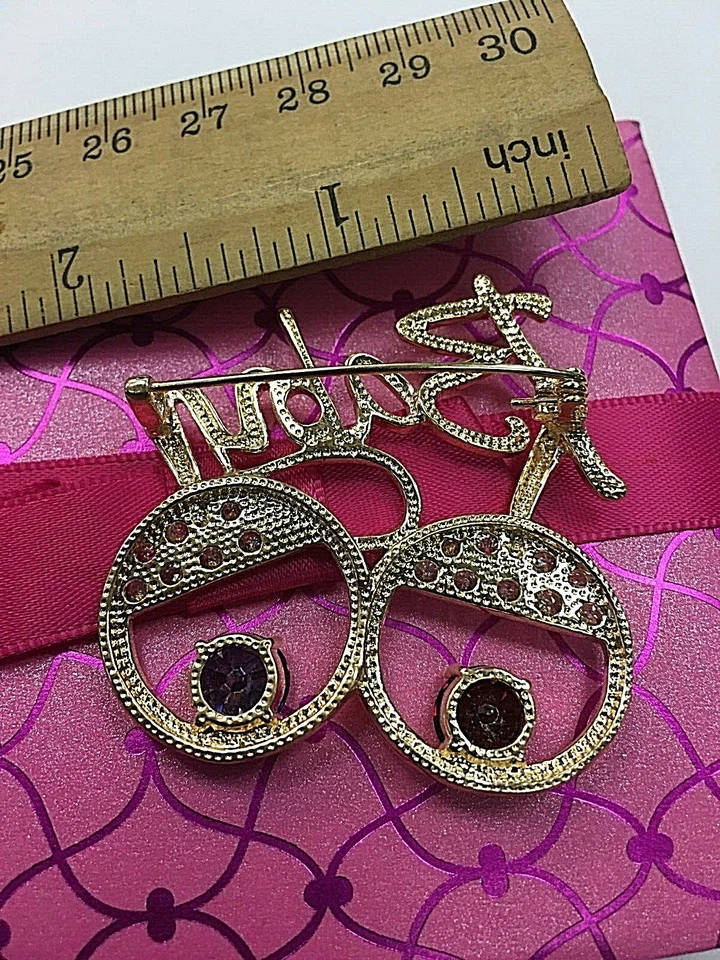 BABY EYES Boy Girl FASHION INSPIRED GOLD PIN BROOCH  New RUBY AMETHYST CZ STONES - Image 3 of 4