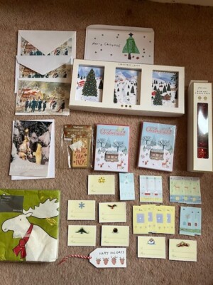 Paperchase Weihnachtskarten, Schleifen, Band, Etiketten, Servietten. Neu
