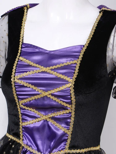 Women's Halloween Wicked Witch Theme Cosplay Costume Outfit Purple Classic Dress - Imagen 21 de 45