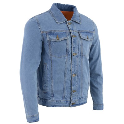 Milwaukee Leather MDM1015 Men's Blue Unlined Classic Denim Jacket w/ Gun Pockets