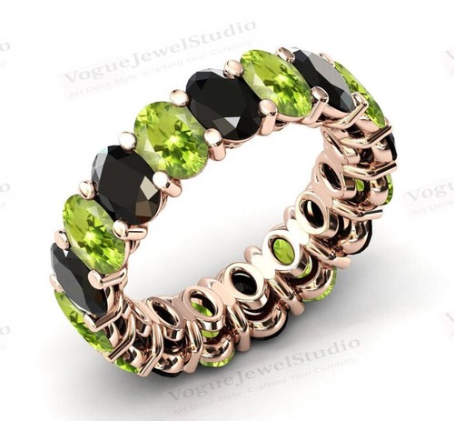 Banda de eternidad de ónix negro relleno de oro de 14 k en anillo de compromiso de plata de ley 925 - Imagen 68 de 109