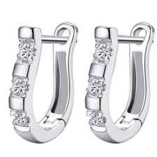 Image of Horseshoe Earrings, Silver Plated Crystal Cubic Zirconia Earrings Gift