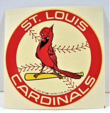 1960's MLB St Louis Cardinals Red Bird On Bat Durochrome Sticker Old Store Stock