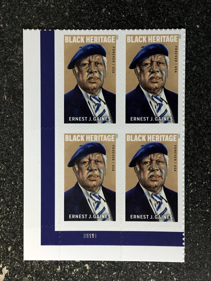 2023USA #5753 Forever Ernest J Gaines - Black Heritage - Plate Block of 4 mint - Image 2 of 2