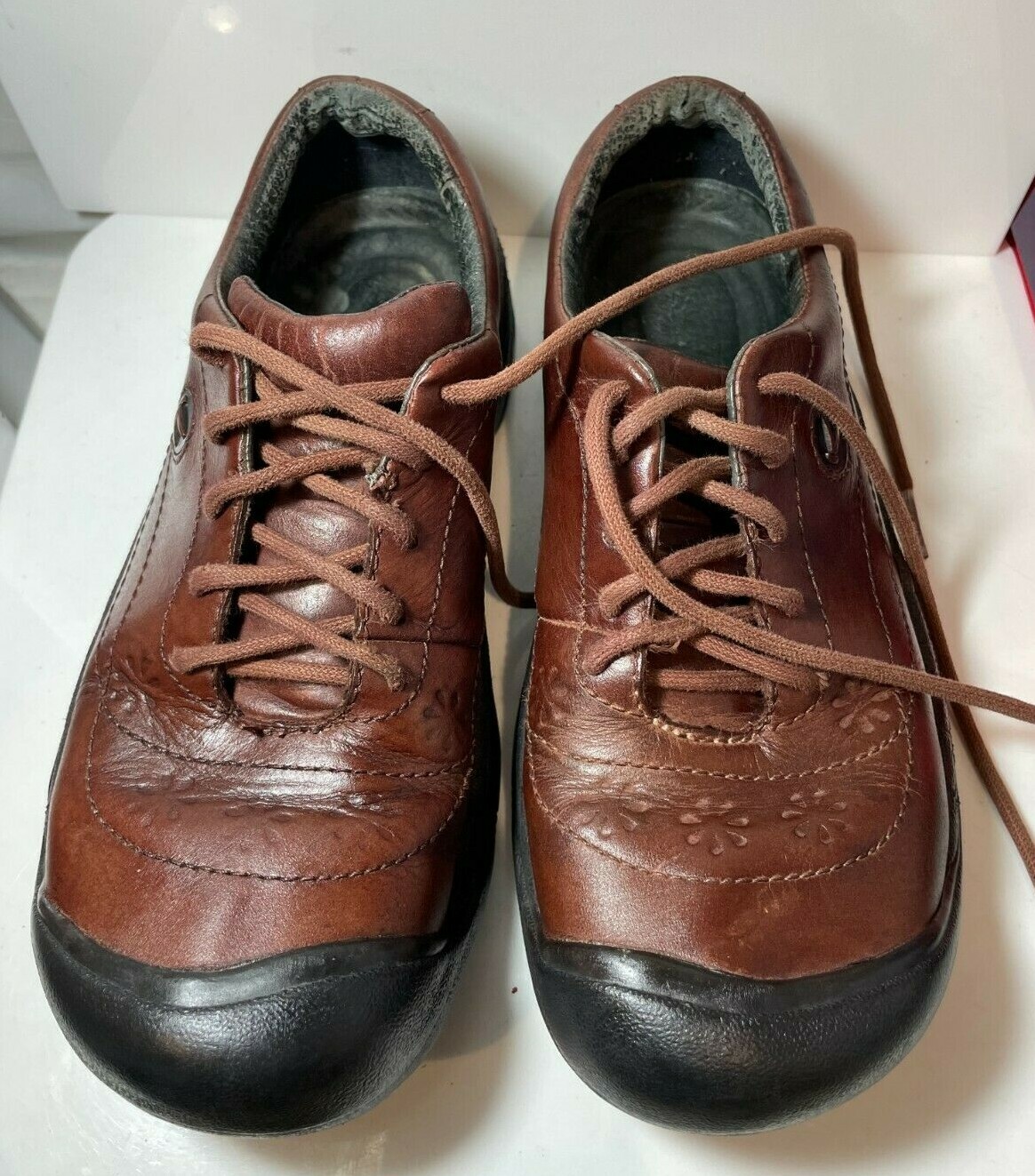 Mujer KEEN Austin US6.5 EU37 GB 4 Cuero Marrón Paseo Zapatillas Cordones Zapatos