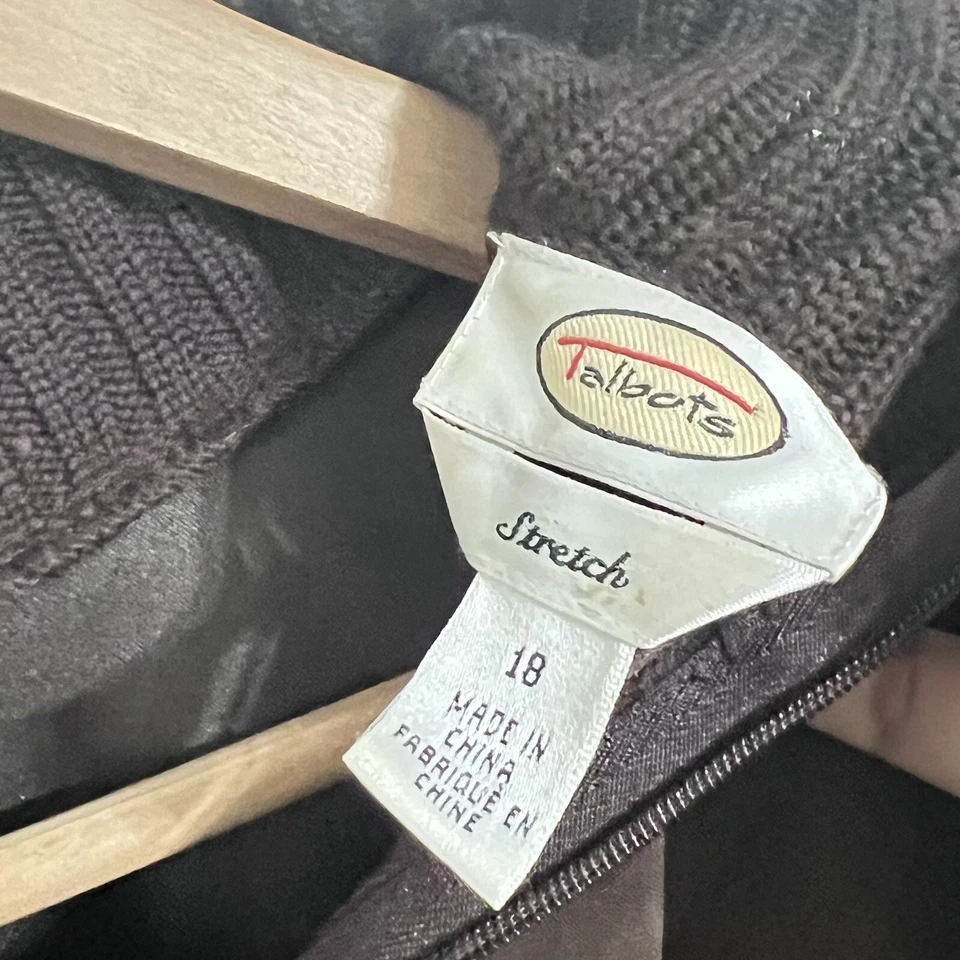 Vintage Talbots Womens Hybrid Jacket Sweater Size 18 Brown Sueded 1/4 Zip Wool - Image 2 of 4
