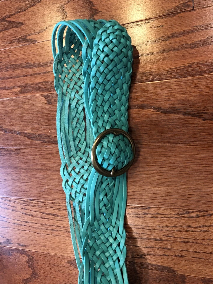 Nuevo Hecho en Inglaterra Ralph Lauren Cinturón de Cuero con Etiqueta Púrpura para Mujer Talla S Turquesa Foto 3 de 4