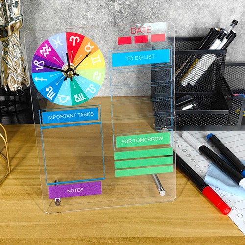 3 Sets Whiteboard Tabletop Trockener Löwebrett Acryl -Memo -Board mit Uhr ohne - Bild 6 von 12