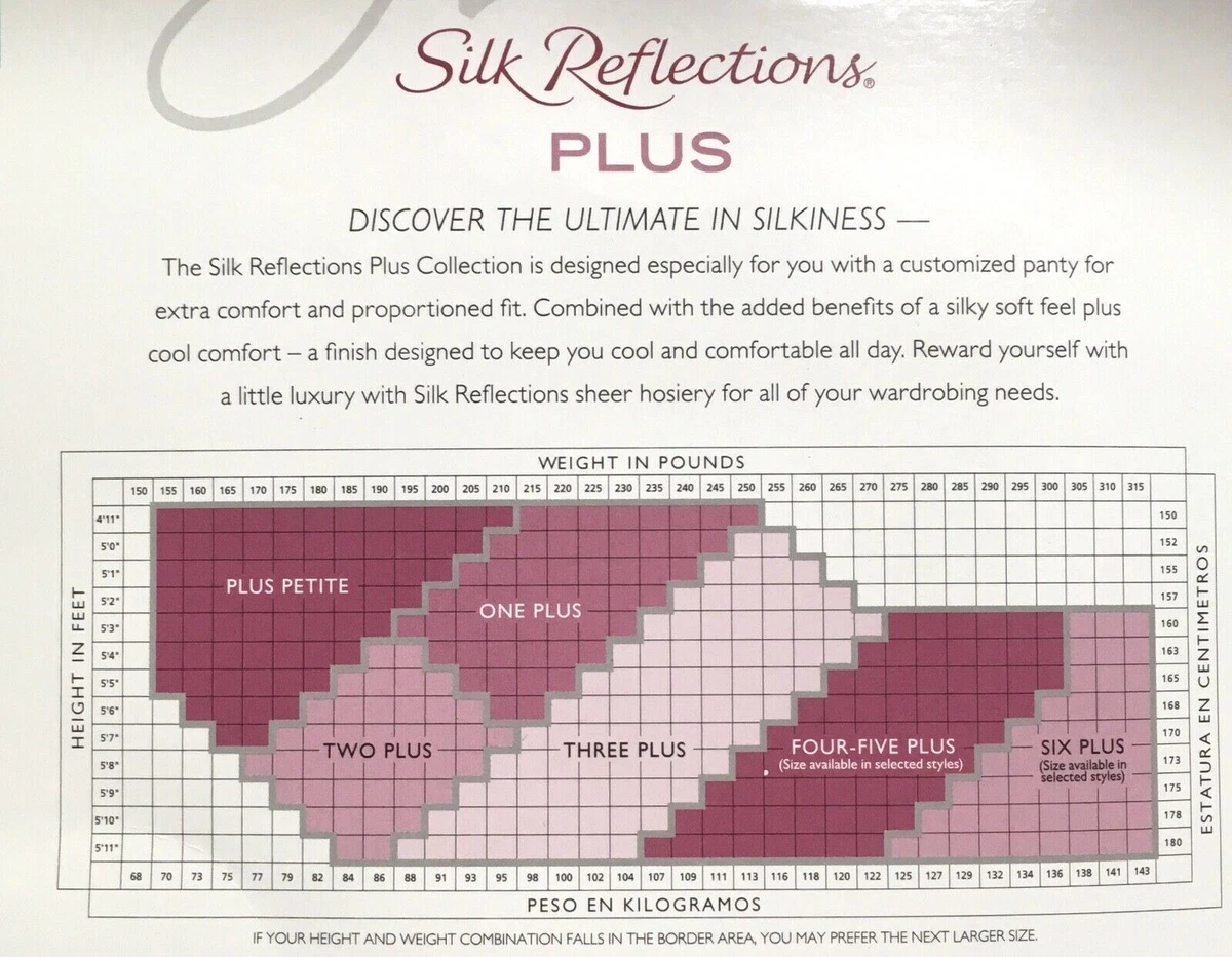 NEW Hanes Pantyhose Silk Reflections Plus Control Top Reinforced Toe 00P16