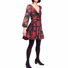 Free People rose print satin morning light mini dress size 0 NWT $128