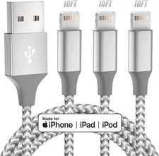 iPhone Charger 3pack 10FT Apple MFi Certified Long Lightning Cable Fast Charging