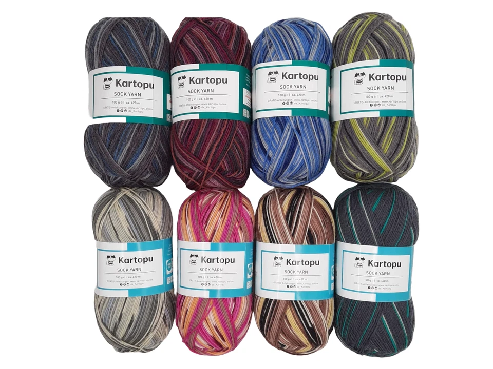 Sockenwolle Strumpfwolle Sparset – 16 x 100g - 4-fädige Wolle, 1,6kg Set - Bild 3 von 3