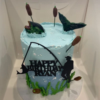 CRAFTMONK Personalised Fishing Theme Glitter Cake Topper Fisherman Birthday Party Decor UK