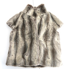 Next Womens Faux Fur Gilet Sleevless Jacket 12 Grey Chinchilla Polyester Acrylic