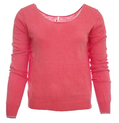 I CODE by IKKS Bright Town Women's Coral Pink Cotton Lightweight Sweater QB18...