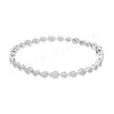 2.55 Ct Lab Grown CVD Diamond Pear Charm Tennis Bracelet 10k White Solid Gold