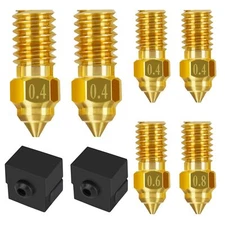 Comgrow 6pcs Ender 3 V3 SE Nozzle Kit, 3D Printer Brass Nozzles 0.4/0.6/0.8mm