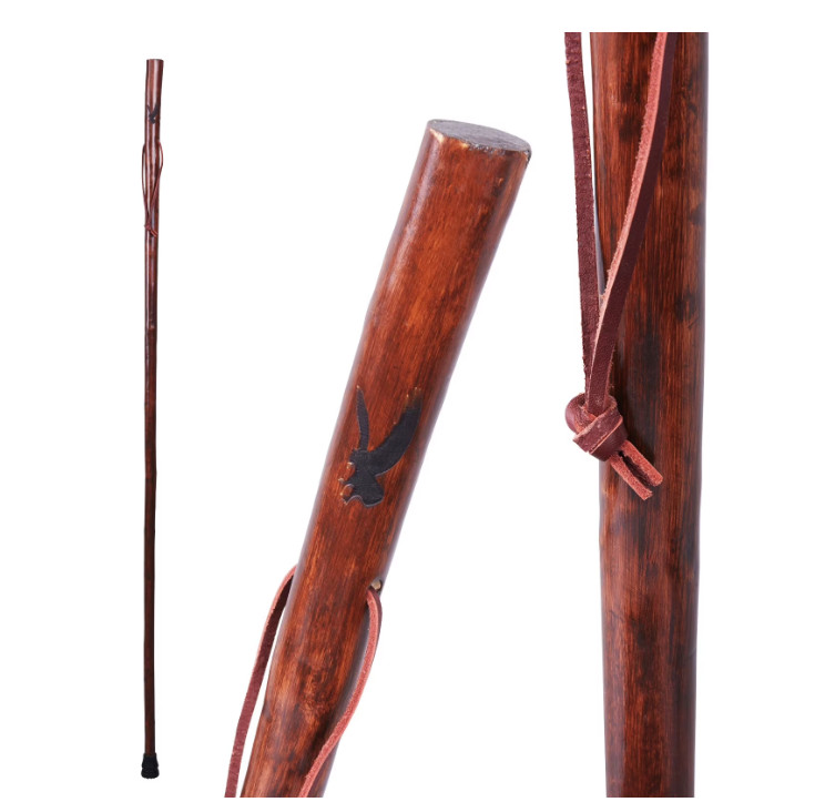 55 in Rustic Wood Walking Stick, Traditional Style Handle, for Men & Women