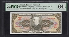 Brazil 5 Cruzeiros ND (1964) P176d Uncirculated Grade 64