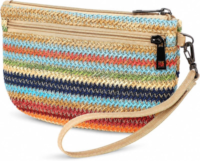 Small Wristlet Wallets for Women, Zip Clutch Bag with Wristlet Pouch, 3-Zipper O