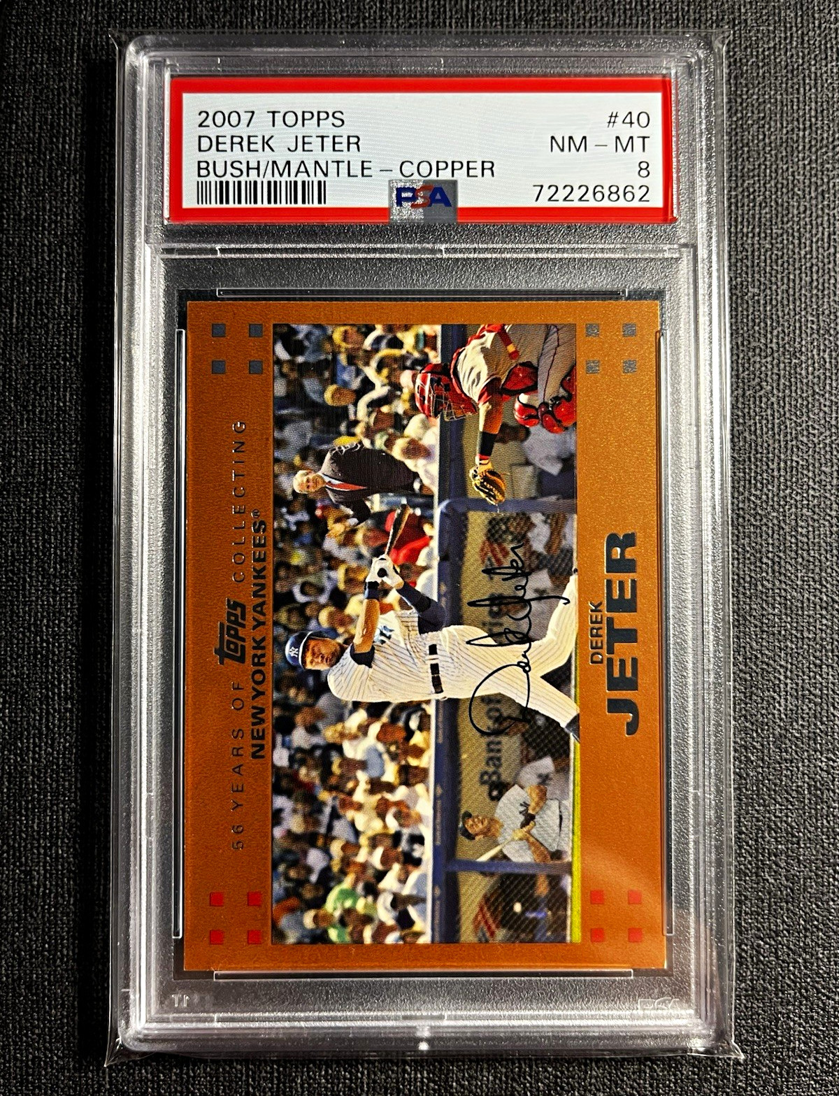 2007 Topps #40 Derek Jeter Bush/Mantle Copper /56 PSA 8 RARE SSP