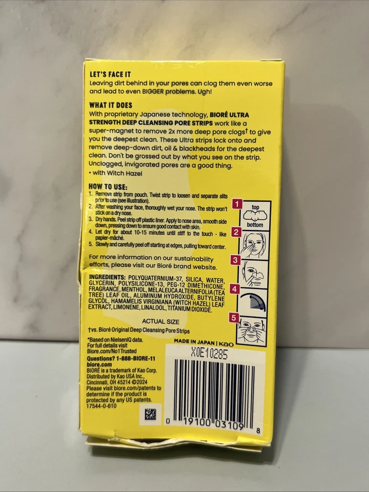 Removedor de espinillas Biore ultra fuerte con hamamelis 6 tiras Foto 2 de 2