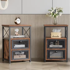 Nightstand Set of 2, End Table with Flip Drawer, Modern Night Stand for Bedro...