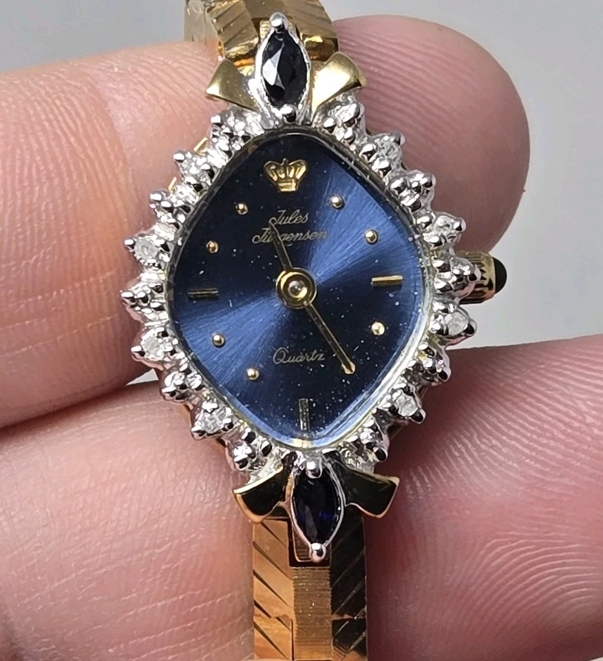 Jules Jurgensen Watch Swiss Diamond Sapphire Bezel Quartz 7112 Vintage - Image 2 of 4