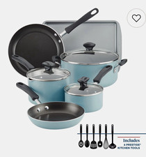 Farberware Cookstart DiamondMax 15-Piece Nonstick Pan Set Blue w/ Cookie Pan