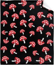 Thuswarm Cute Red Mushroom Flannel Blanket for Autumn Winter Gifts Warm Cozy Sof