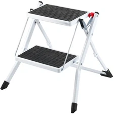 Step Stool Ladder 2-Step Foldable 3 Adjustable Height Max Load 330lbs