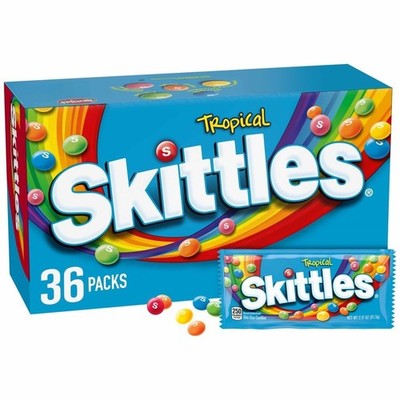 SKITTLES Candy, Tropical Bulk Candy 2.17-Ounce, 36 Packs of Individually Wrapped