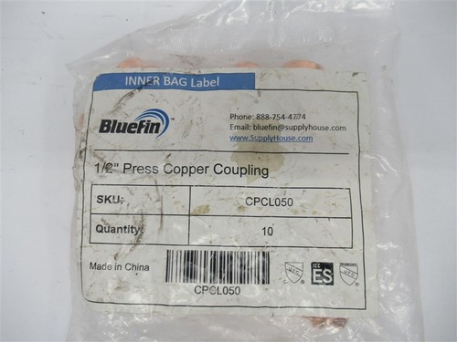Bluefin CPCL050 , 1/2" Press Copper Coupling ( PK 10 )