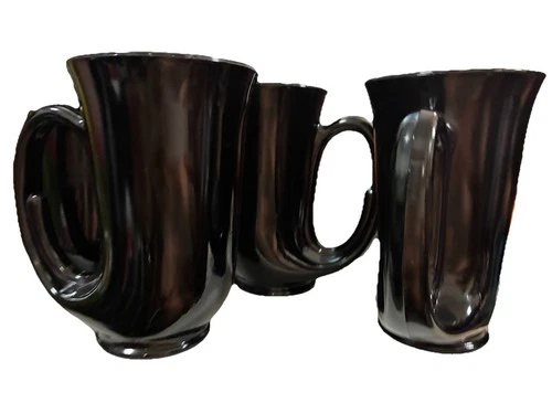 Black Horn Mug - Tiara by Indiana Glass Hunter Vintage Single One Coffee Tea