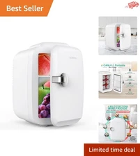 Whisper-Quiet Compact Cooler & Warmer - 6 Can Mini Fridge for Home & Travel