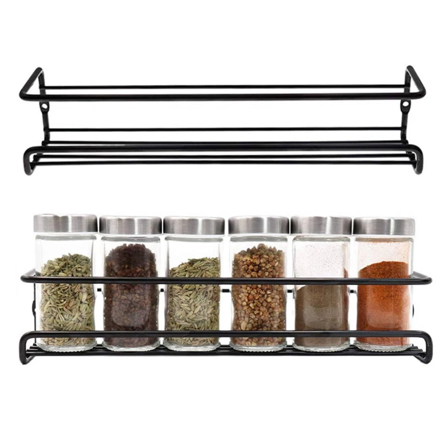 Wall Mounted Spice Rack 11.41In x 2.36In x 2.36In Metal – Space-Saving No-Dri...