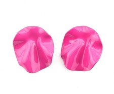 Flower Petal Shaped Pink Metal Stud Earrings J17-3899