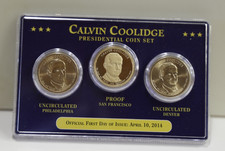 Calvin Coolidge First Day Of Issue Presidential Dollar $1 Coin Set P S & D