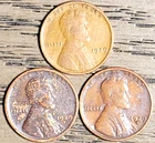 LOT OF THREE (3) OLD LINCOLN WHEAT CENTS-1929-P/D/S ALL IN VERY-GOOD OR BETTER