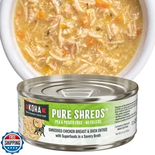 KOHA Pure Shreds Chicken and Duck Entrée for Cats, High Protein Wet Cat Food,
