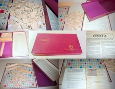 Vintage 1950s Selchow & Righter Scrabble Crossword Game – Original Wooden Tiles