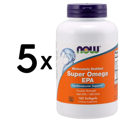 5 x NOW Foods Super Omega EPA Molecularly Distilled - 120 (183,32 EUR/kg)