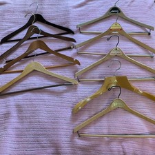 Lot of 9 Wood Clothing Hangers - 5 Branded