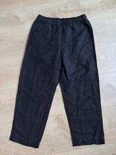 EUC Eileen Fisher PETITE black pull on cropped pants lyocell organic linen SZ PP