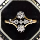 Art Deco Vintage Round Cut Lab Created Diamond 14K Gold Finish Engagement Ring
